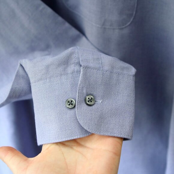 Geoffrey Beene Button Down Dress Shirt Blue Long Sleeve Classic Office Casual - Picture 5 of 5